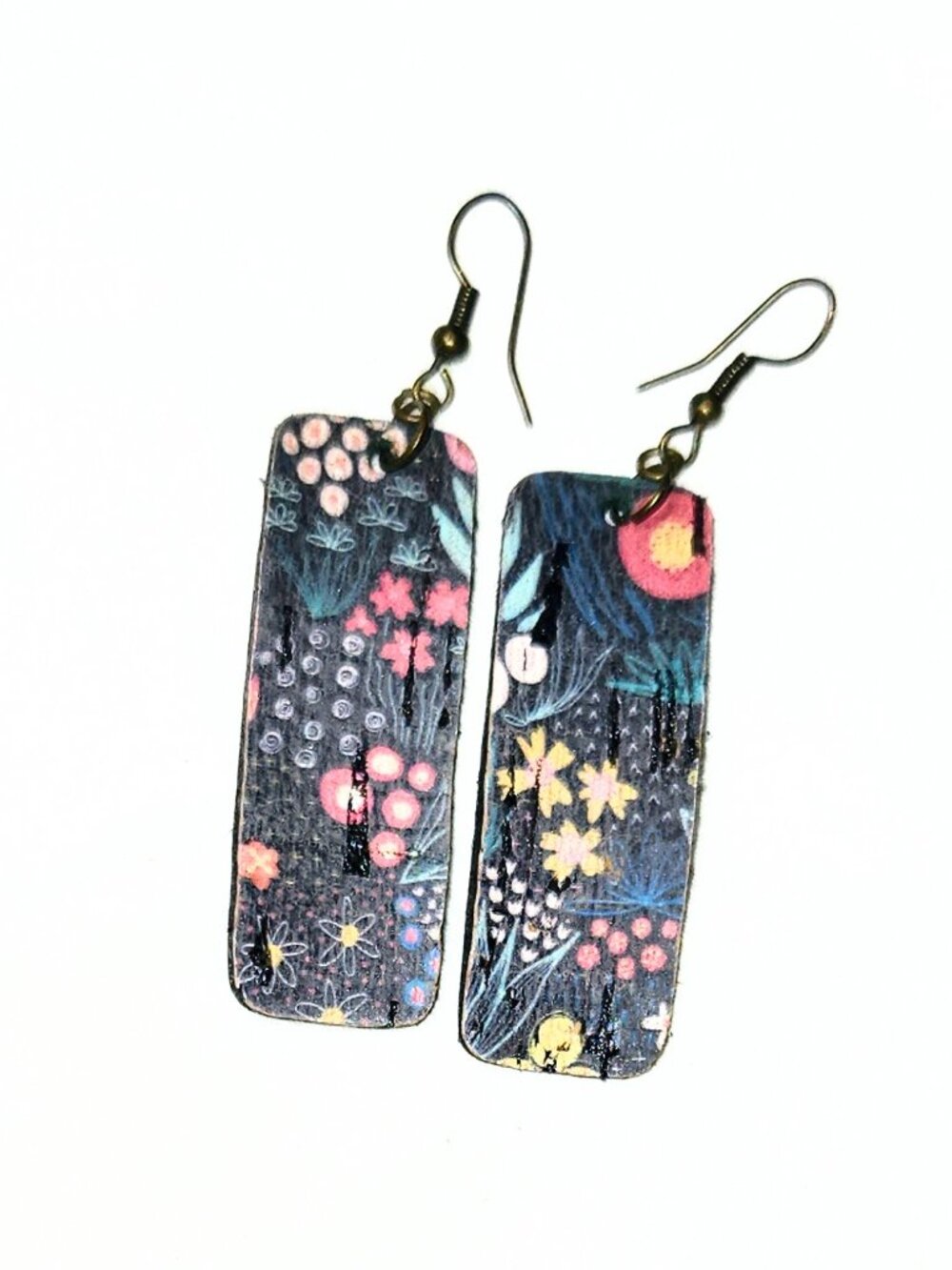 Handmade Leather Art Nouveau Floral Earrings William Morris Style